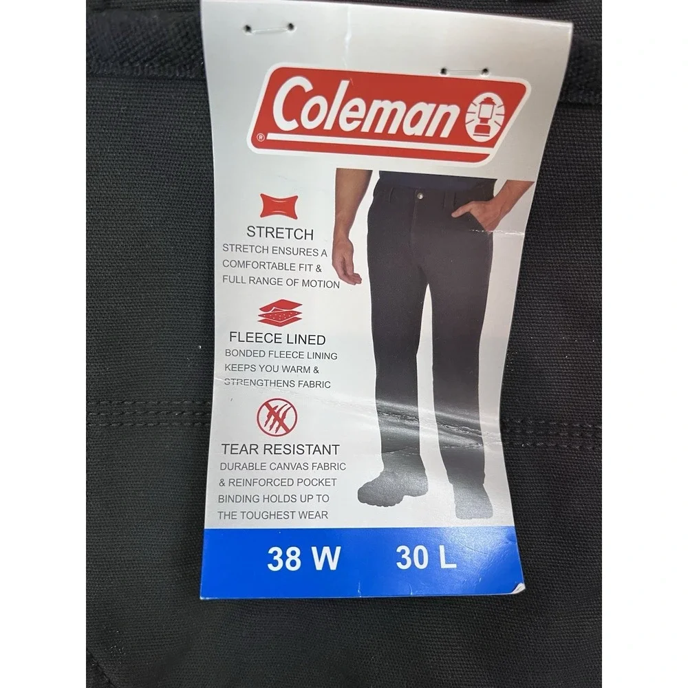 NWT Coleman Fleece Lined Stretch Tear Resistant Utility Pants Mens 38x30 Phantom